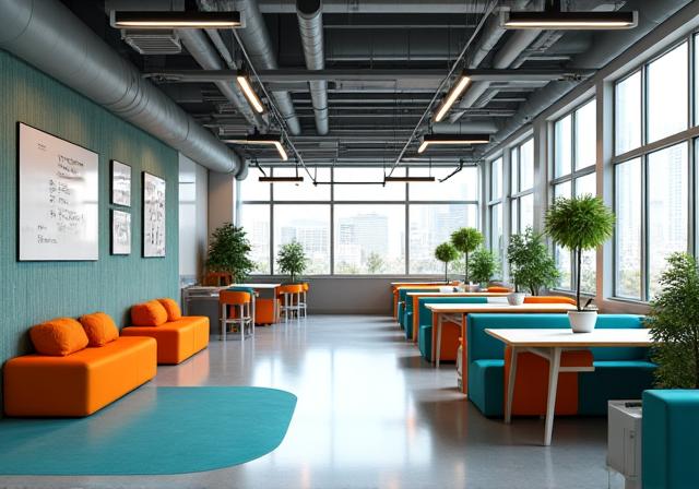 Diseño de interiores para oficinas modernas de una startup tecnológica